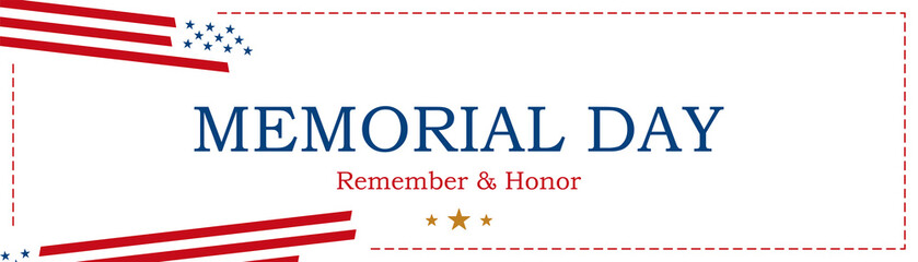 Obraz premium Happy Memorial Day. Minimalistic greeting card with USA flag on white background. National American holiday event.