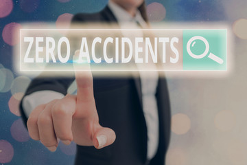 Conceptual hand writing showing Zero Accidents. Concept meaning important strategy for preventing...
