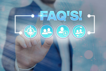 Fototapeta premium Handwriting text writing Faq. Conceptual photo a list of questions and answers relating to a particular subject