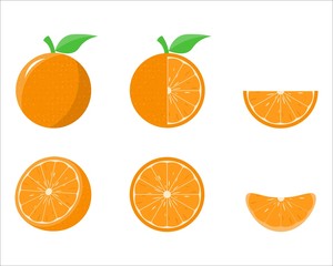 Set of Juicy Orange Fruit Vector Isolated on White Background. Orange Package.  Vector Design Illustration
