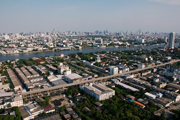 Fototapeta na wymiar Bangkok Thailand, 2 May 2020 : Aerial photograph of Bangkok while taking a photo from high building