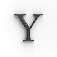wood letter Y with surface contact shadow, ISOLATED upper-case 3d wooden font suitable for decorations, PS matte path shape level included, 3D illustration