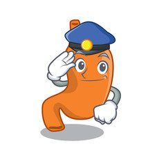 Police officer cartoon drawing of stomach wearing a blue hat