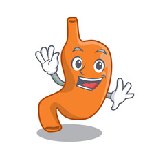 A charming stomach mascot design style smiling and waving hand