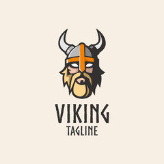 Simple and clean Viking head mascot logo design template with isolated background