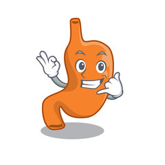 Caricature design of stomach showing call me funny gesture