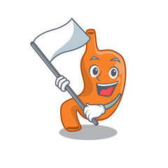 A heroic stomach mascot character design with white flag