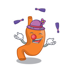A stomach cartoon design style succeed playing juggling