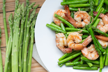 Asparagus fried with Shrimp healthy appetizer