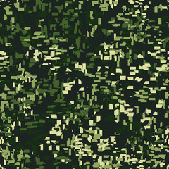 Pixel camouflage seamless pattern on black background. Military camouflage endless wallpaper. D