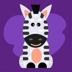 cute zebra animal sitting vector illustration 