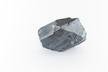 iron ore nugget, hematite or specularite, stone used in industry or decorative. Gray, magnetic stone.