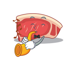 Sirloin musician of cartoon design playing a trumpet