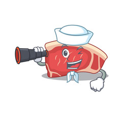 A cartoon picture of sirloin Sailor using binocular