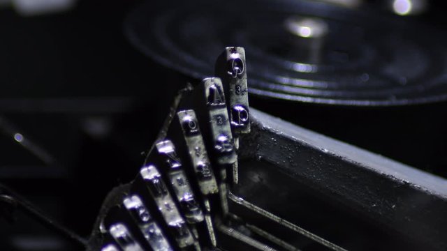 Typo keys of a old qwerty manual typewriter writing