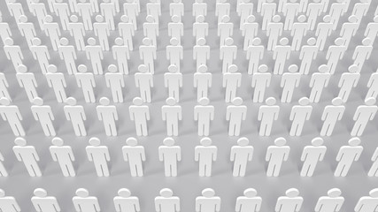 Fototapeta premium Close-up on Men Miniatures Illustrating the Concept of Spreading Virus. Illustration of Men Arranged in Lines Forming a Grid of People