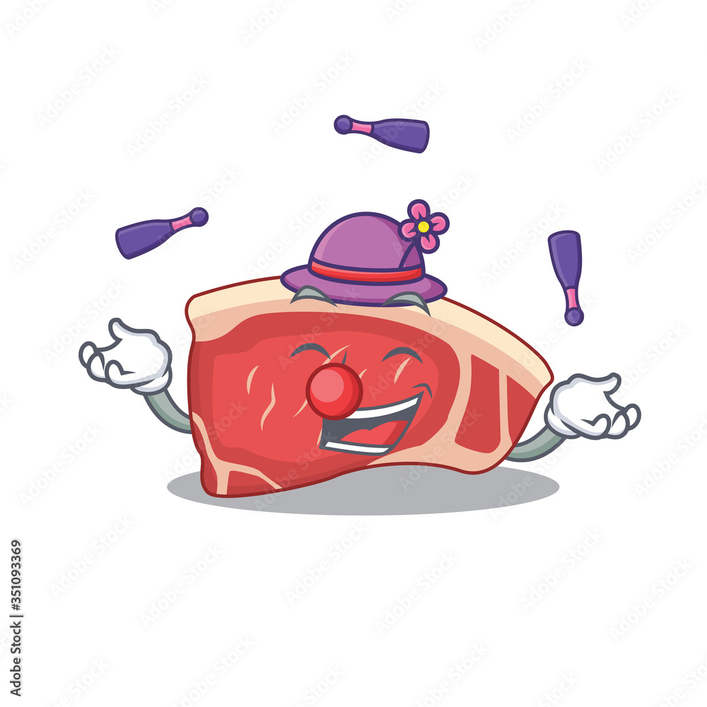 Wall mural a sirloin cartoon design style succeed playing juggling