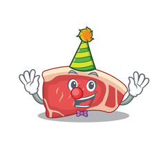 smiley clown sirloin cartoon character design concept