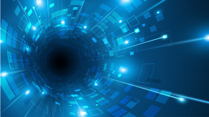 Obraz premium abstrakcyjna technika cyfrowa sci fi tunel prędkość ruchu ładowanie koncepcja projekt tło
