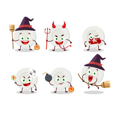 Halloween expression emoticons with cartoon character of plate angry expression