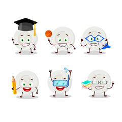 School student of plate angry expression cartoon character with various expressions