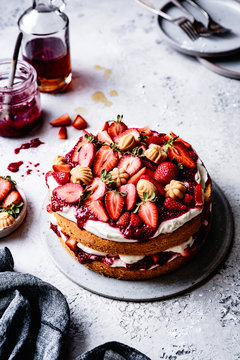 Gluten free strawberry maple cream cake.