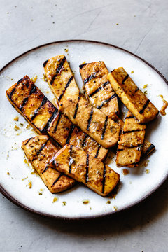 Grilled marinated tofu.