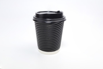 Coffee mugs are black paper on a white background.