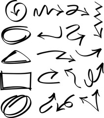 Set of Arrow Hand Drawn Design Element