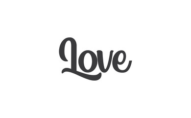 Love word hand drawn text. Lettering style typography,