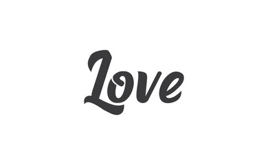 Love word hand drawn text. Lettering style typography,
