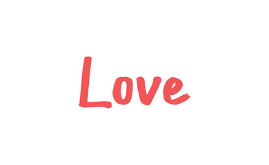 Love word hand drawn text. Lettering style typography,