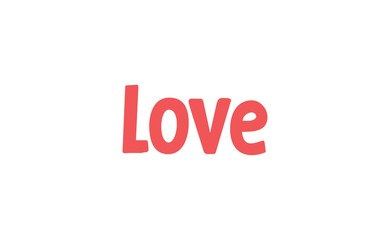 Love word hand drawn text. Lettering style typography,