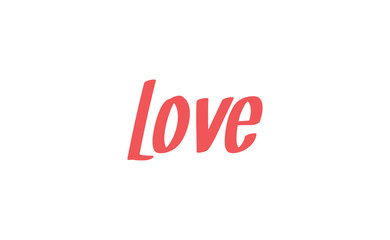 Love word hand drawn text. Lettering style typography,