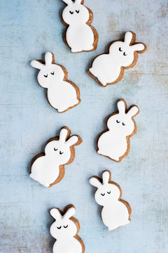Easter Fondant Covered Gingerbread Egg And Bunny Biscuits