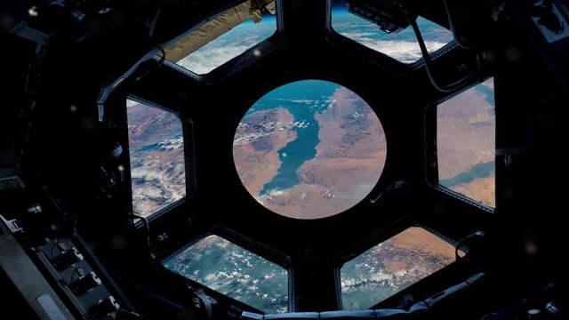 Red Sea and Sinai Peninsula from the International Space Station Cupola Window, Middle East Earth View - Elements of this Video Furnished by NASA