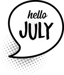 freehand drawn comic book speech bubble cartoon word hello july