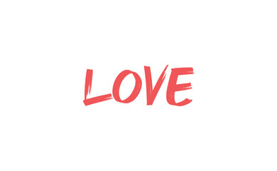Love word hand drawn text. Lettering style typography,