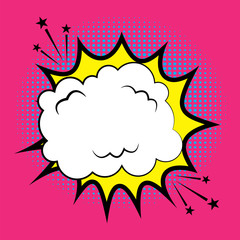 Cartoon bubble explosion. Message icon vector image. Stock template.