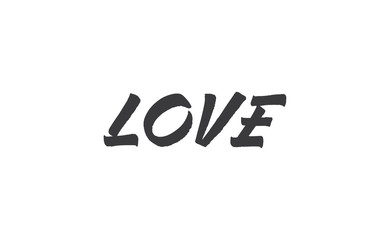 Love word hand drawn text. Lettering style typography,