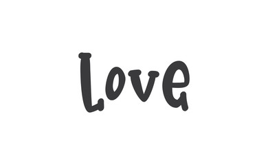 Love word hand drawn text. Lettering style typography,