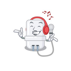 electric water heater Cartoon design concept listening music on headphone