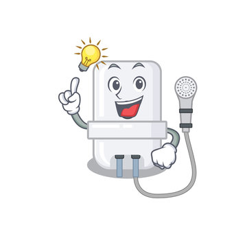 Mascot character of smart electric water heater has an idea gesture