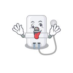 A mascot design of electric water heater having a funny crazy face