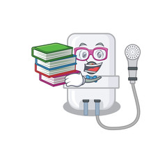 A diligent student in electric water heater mascot design concept read many books