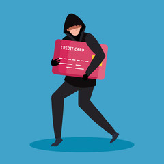 hacker with credit card icon vector illustration design