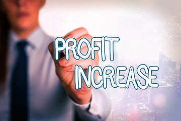 Word writing text Profit Increase. Business photo showcasing the growth in the amount of revenue...
