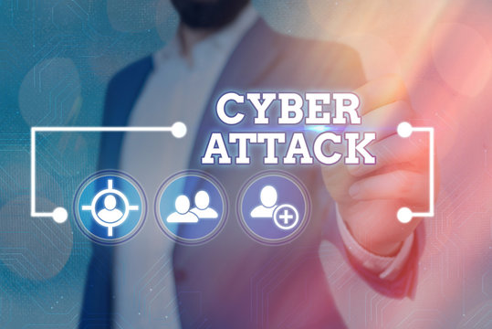 Word writing text Cyber Attack. Business photo showcasing An attempt by hackers to Damage Destroy a Computer System