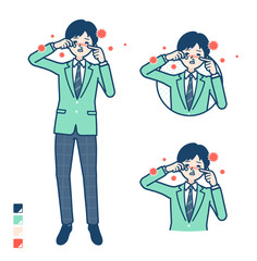 simple school boy Green Blazer_hay fever