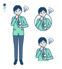Fototapeta premium simple school boy Green Blazer_smartphone-sigh